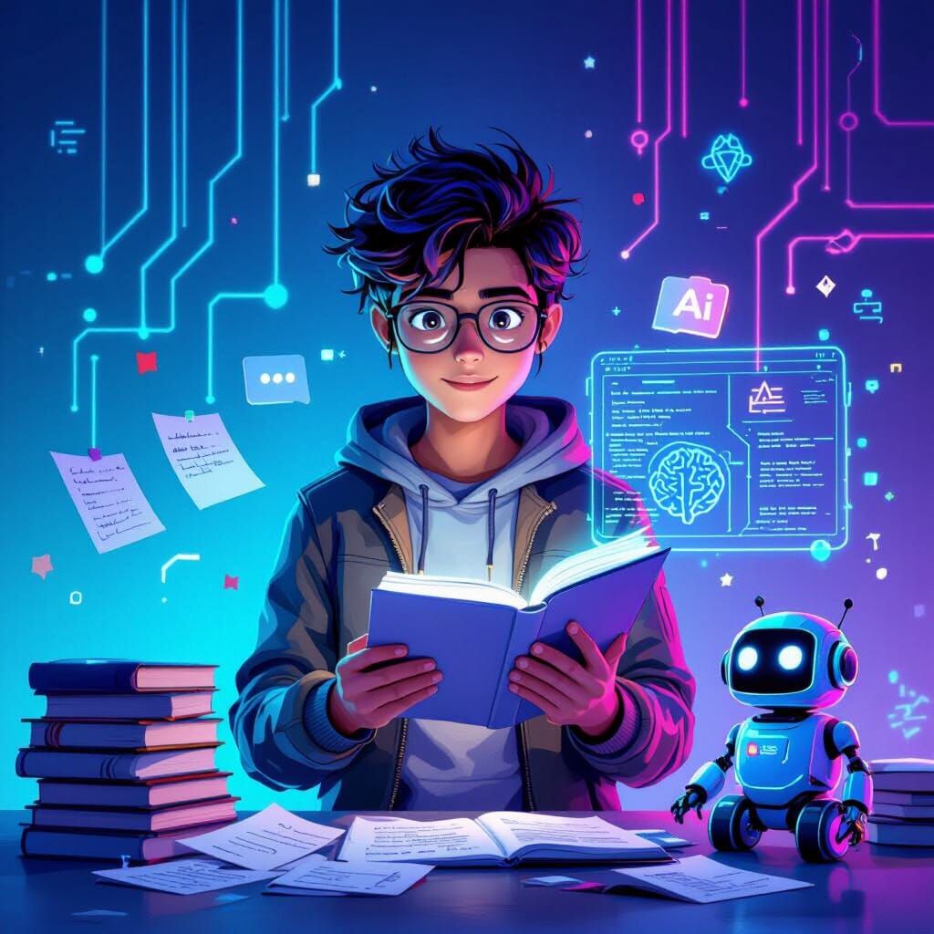 Futuristic Student's Journey From Notes to Knowledge