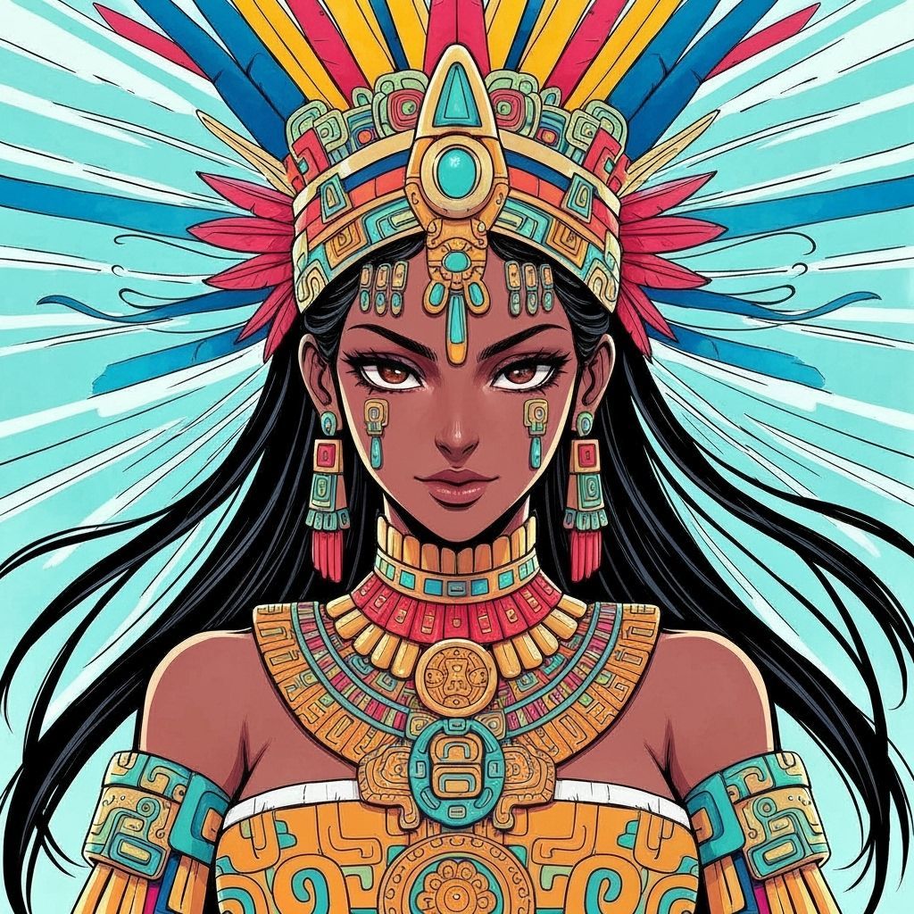 Aztec Lady in Manga Anime Style