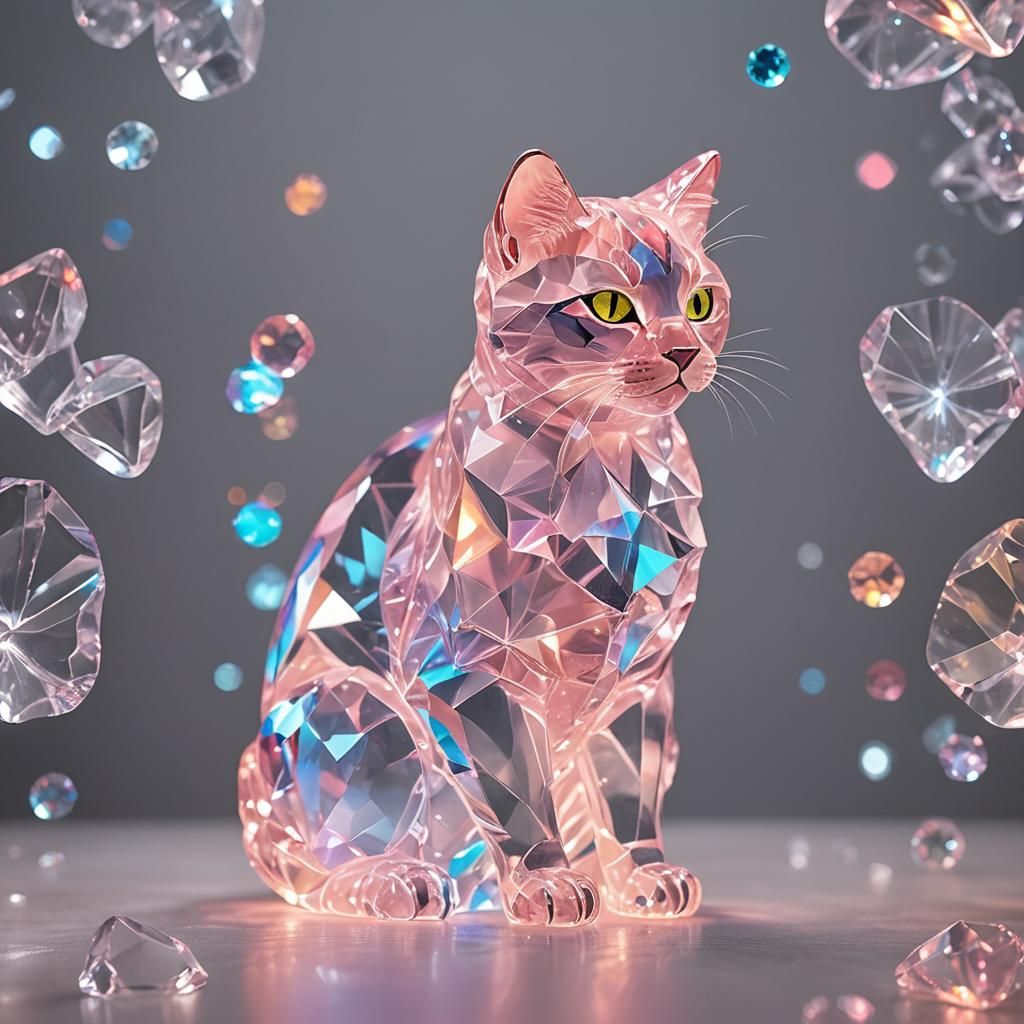 Colorful Crystal Cat Glowing