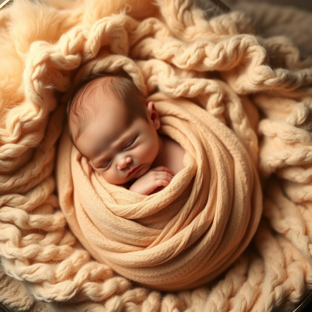 Cozy Newborn Baby in Soft, Warm Blankets
