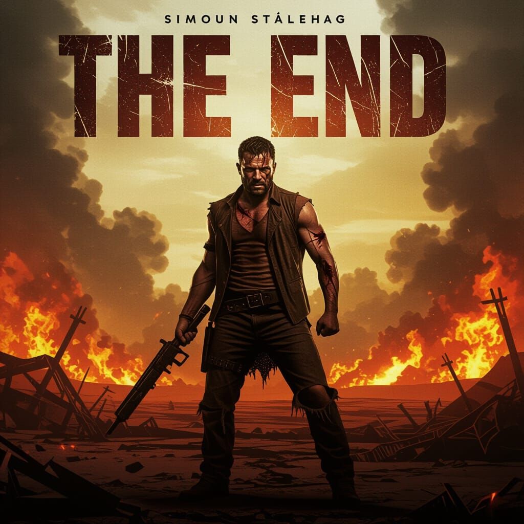 Apocalypse Action Poster: Man Defies Fiery End