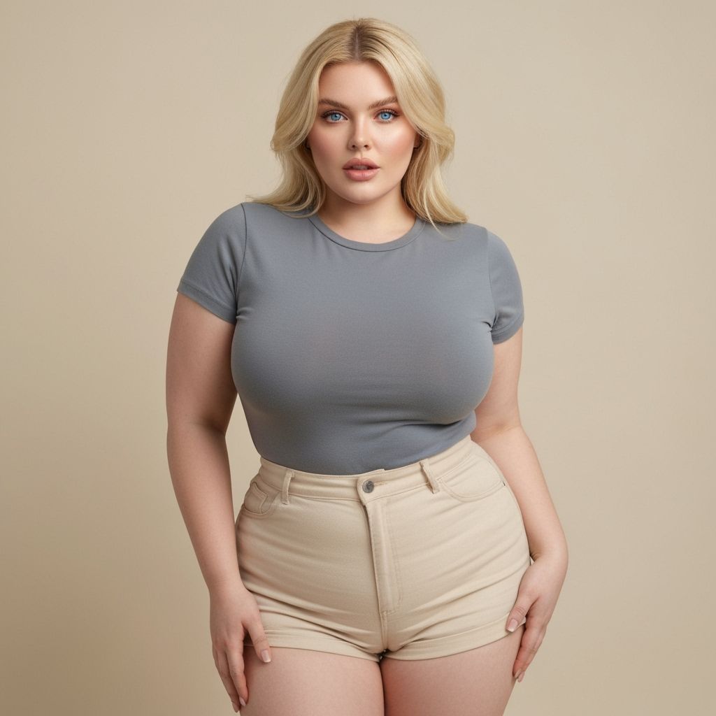 Voluptuous Blonde in 90s Style Portrait