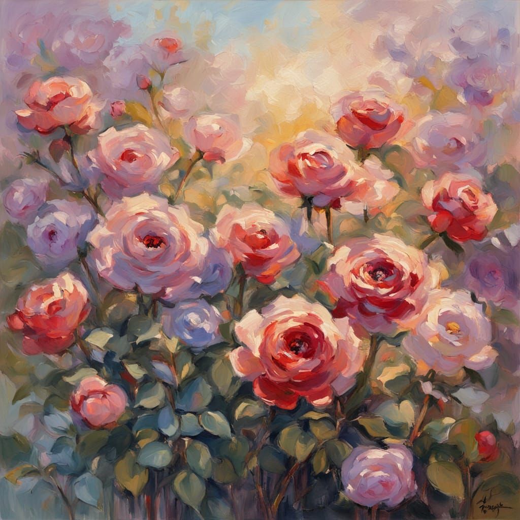 Impressionist Roses in Early Sunlight: A Painterly Bloom