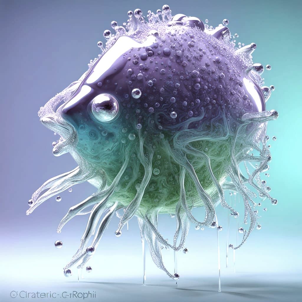 Surreal Glass Pufferfish Puppet in Ethereal Liquid Blend