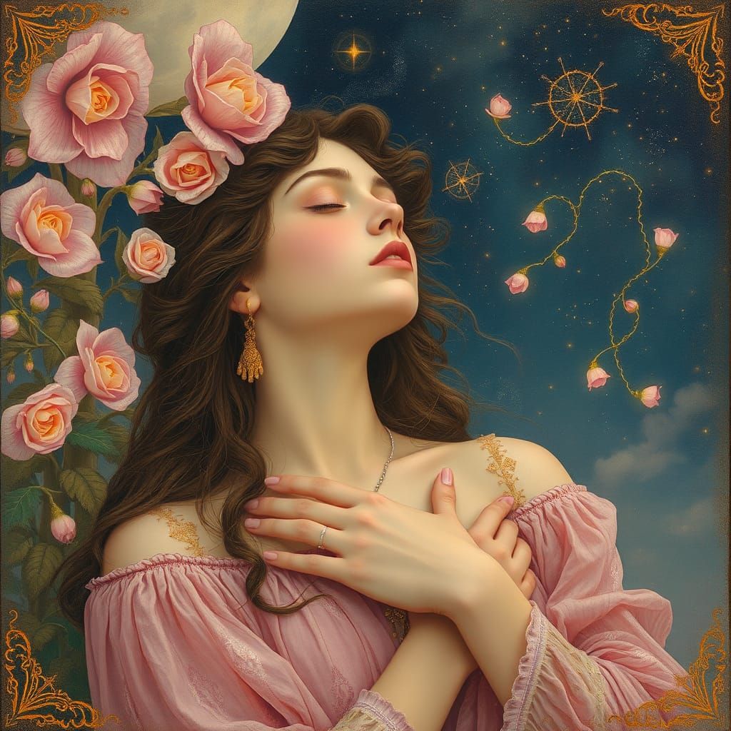 Mystical Woman Portrait in Art Nouveau Style