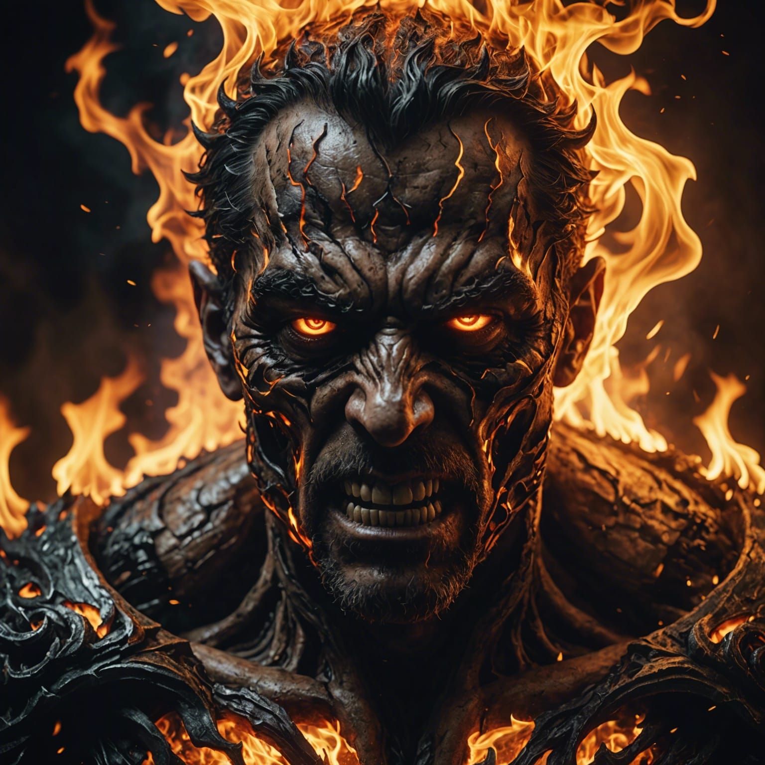 Rage Manifested in Fiery Flames: 8K Realism