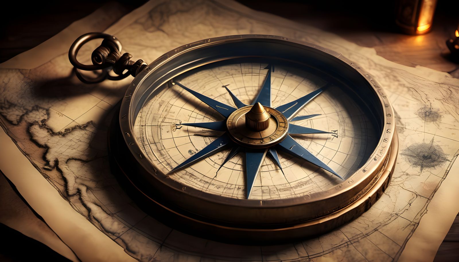 A Vintage Nautical Map And Compass