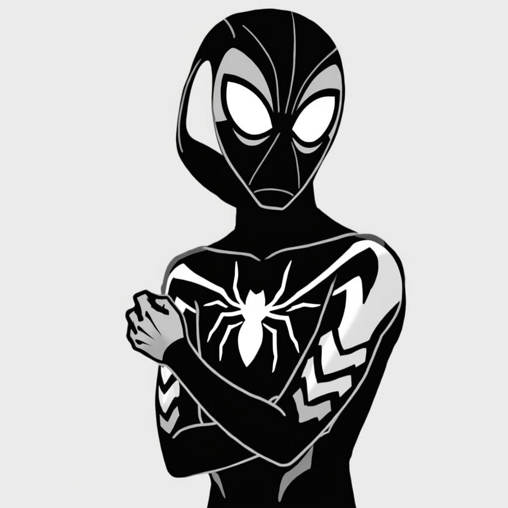 Stylized Spider-Man in Black Suit with White Emblem