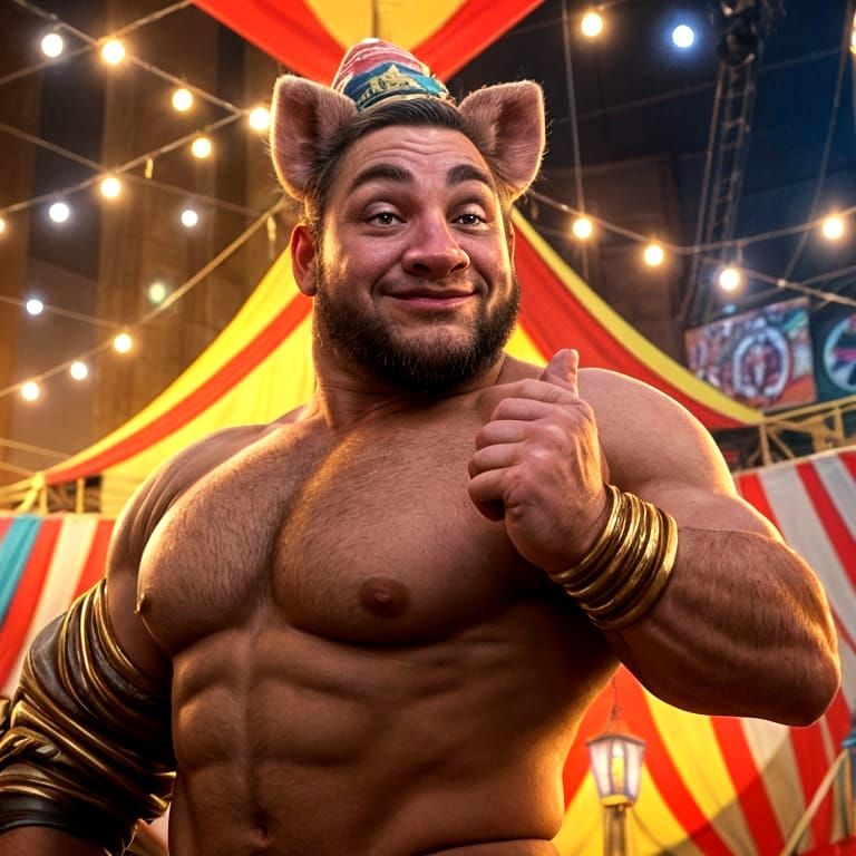 Pig Tamer at Circus Barnum: A Whimsical Scene