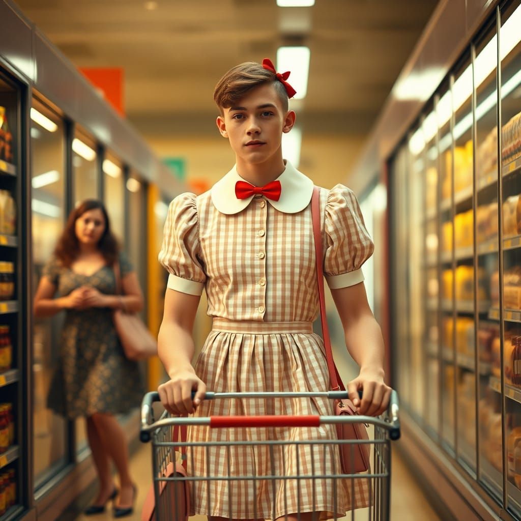 Confident Fashion Icon in Vintage-Inspired Gingham Dress