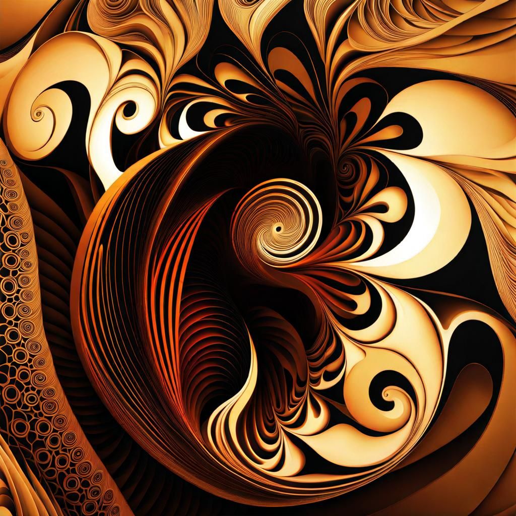 Abstract Vector Fractal with Zentangle Elements