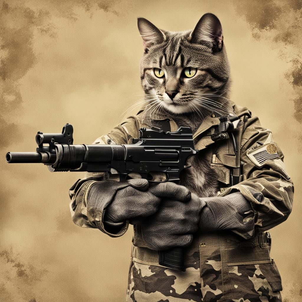 Cat with a Gun: An AI-Generated Image
