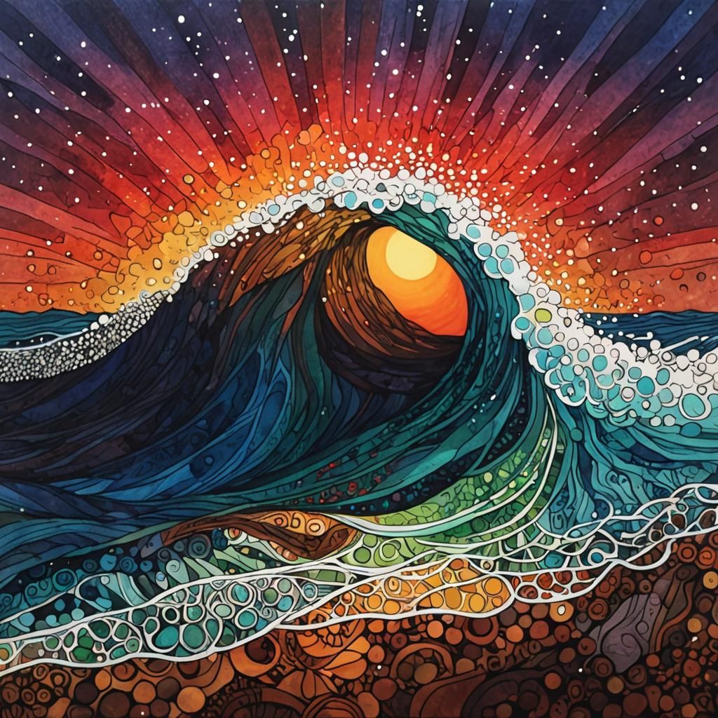 Wavy Doodle Art with Colored Markers