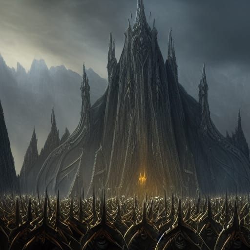 Angband Gates Resist Elven Army, Matte Painting