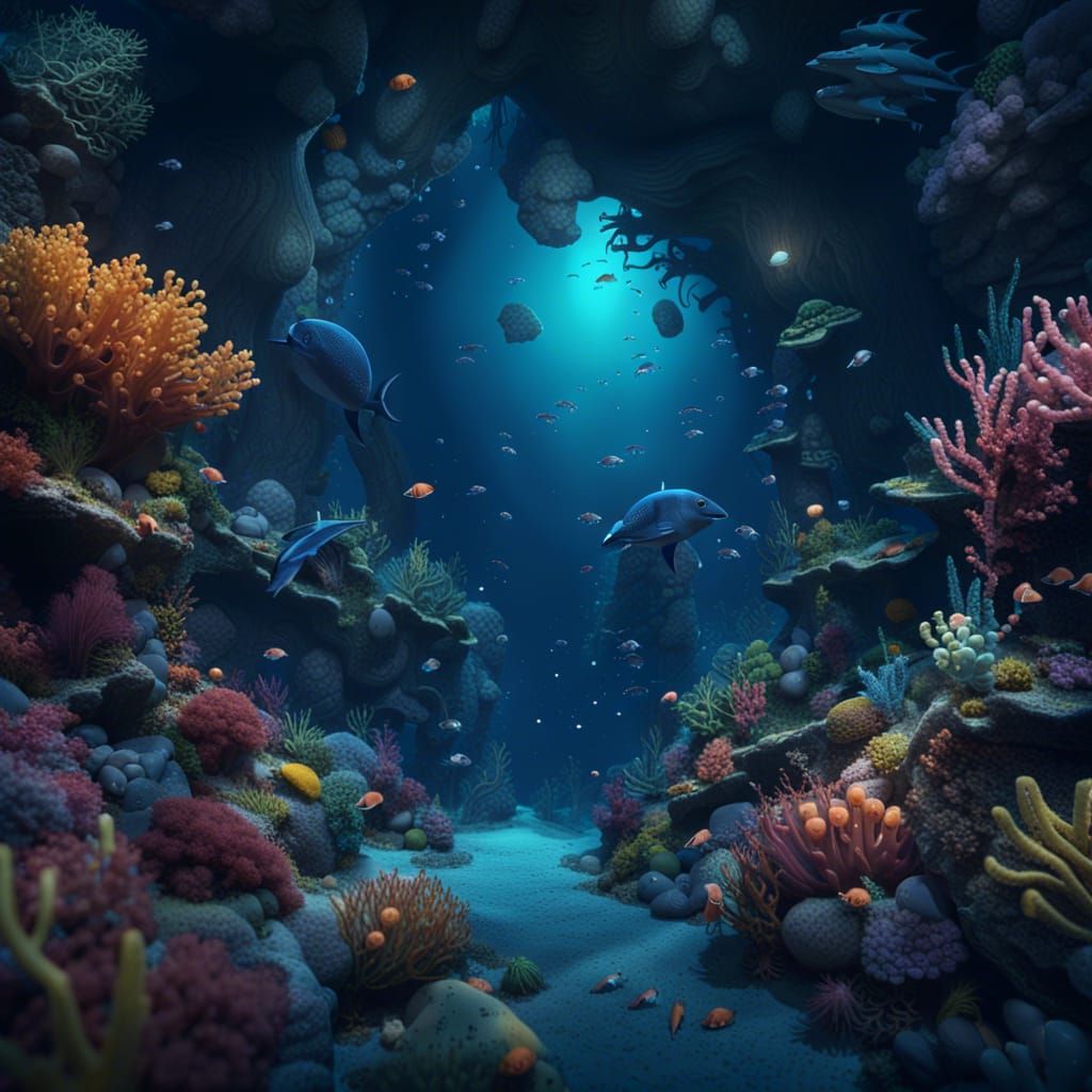 Mariana Trench Deep Ocean Life: Detailed Matte Painting