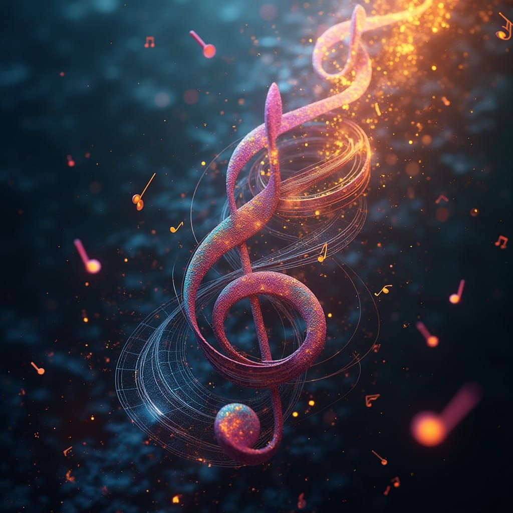 Dynamic Musical Notes Dance in a Vibrant Symphony