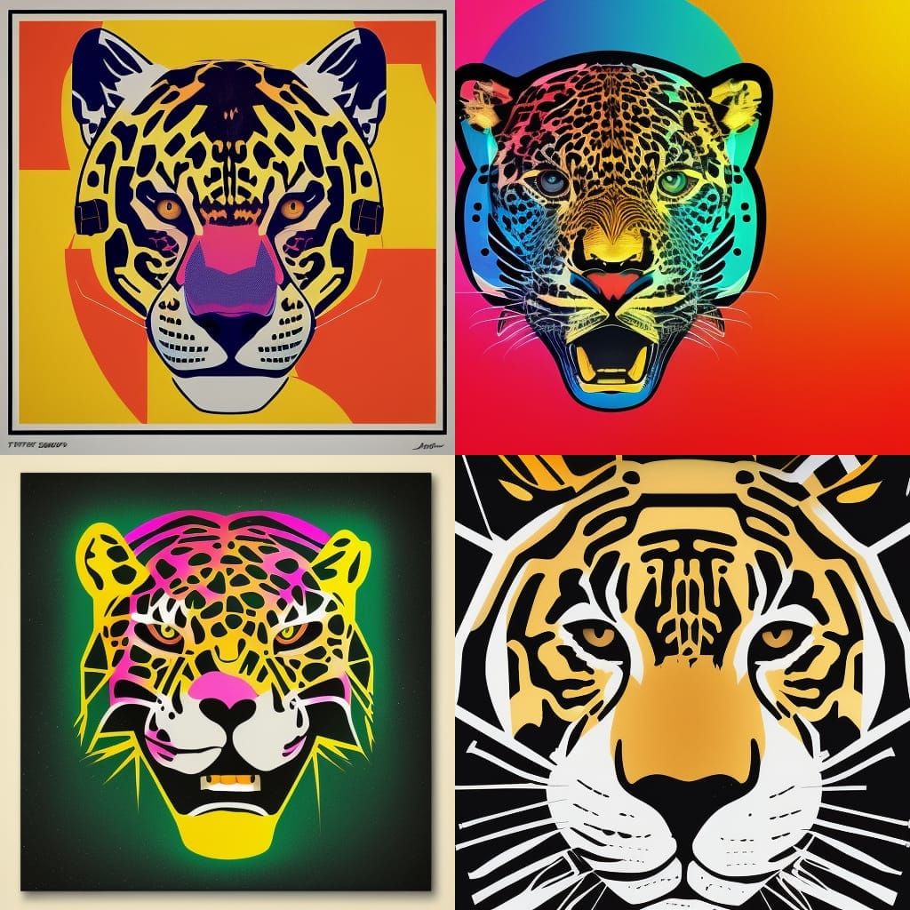 Jaguar in Geometric Pop Art Screen Print