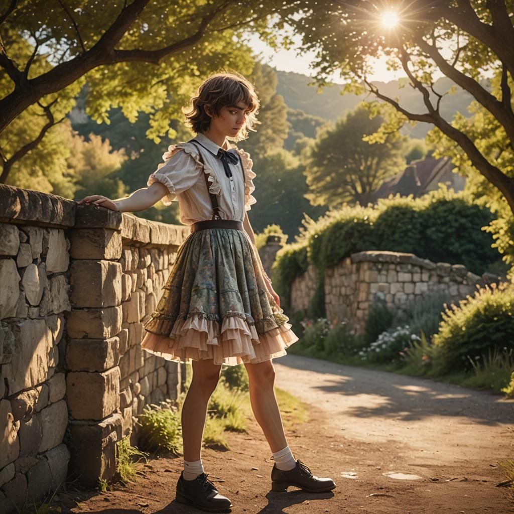 Boy Crossdressing and Urinating in Countryside, Concept Art