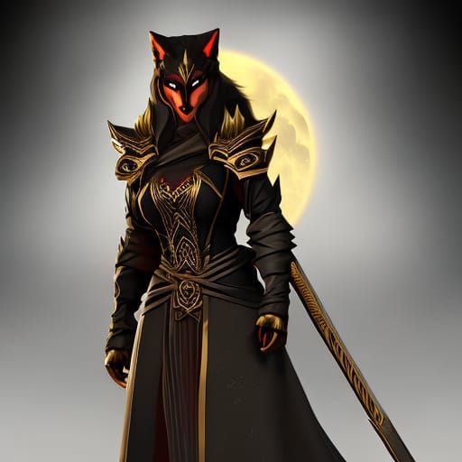 Hyperdetailed Wolf with Red Eyes, Dark Fantasy Art