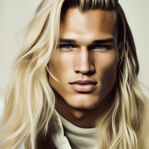 Blond Man Portrait in Art Nouveau Style