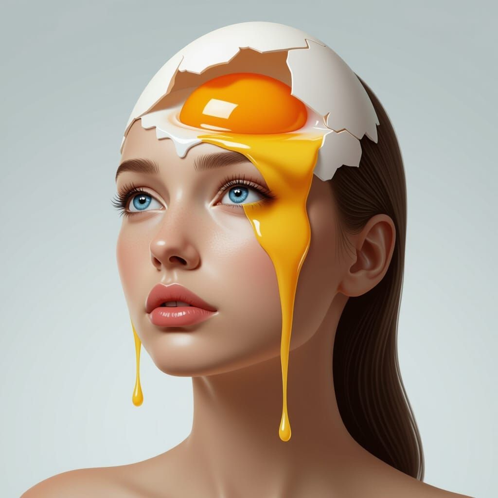 Surreal Egghead Portrait in Hyper-Realism Style