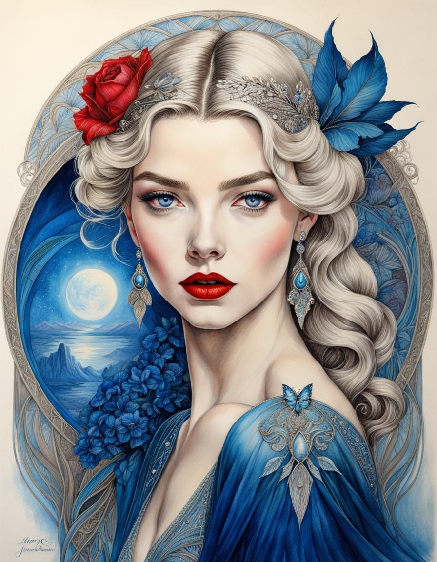 Elegant Portrait in Art Nouveau Style