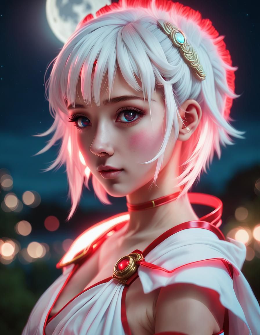 Anime Waifu in Bioluminescent Roman Toga