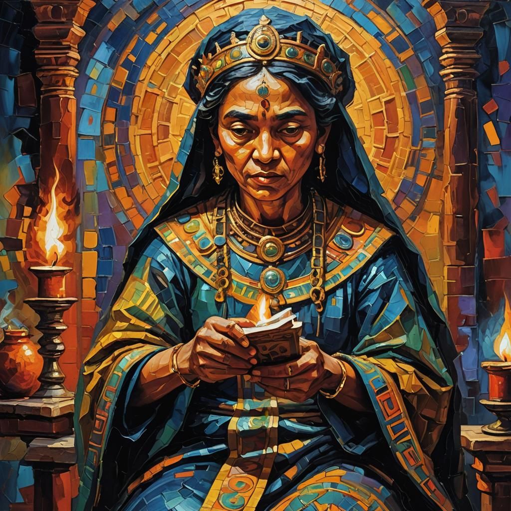 Mystical Goa'uld Priestess in Neo-Impressionistic Oil Painti...