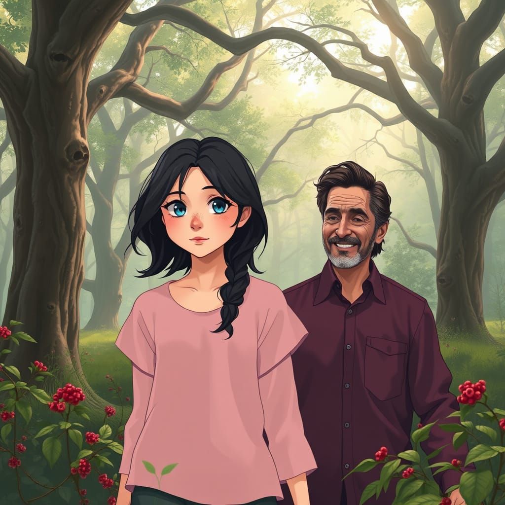 Serene Hyper-Realistic Forest Scene with Pastel Greens and D...