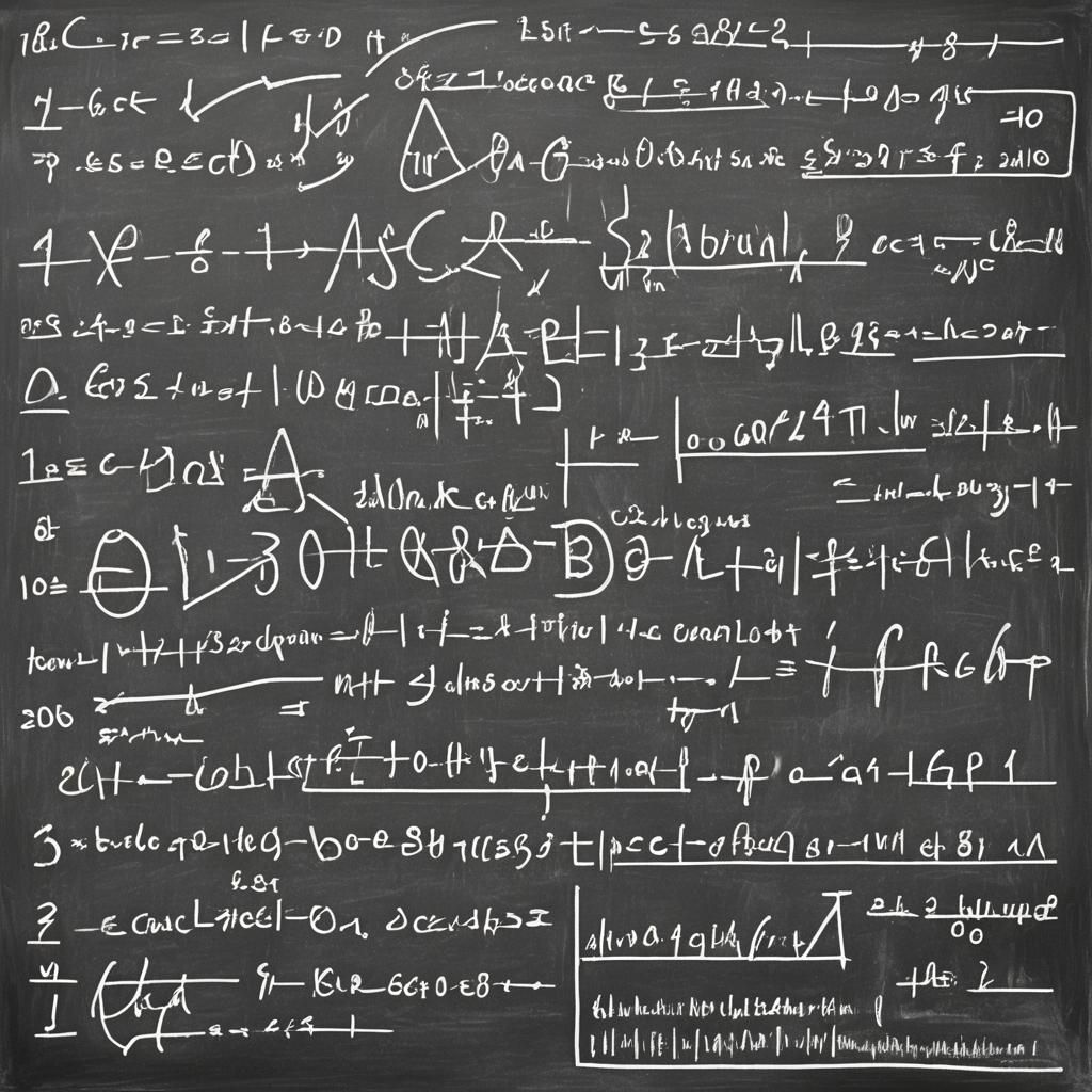 Blackboard with Financial Formulas and Graphs