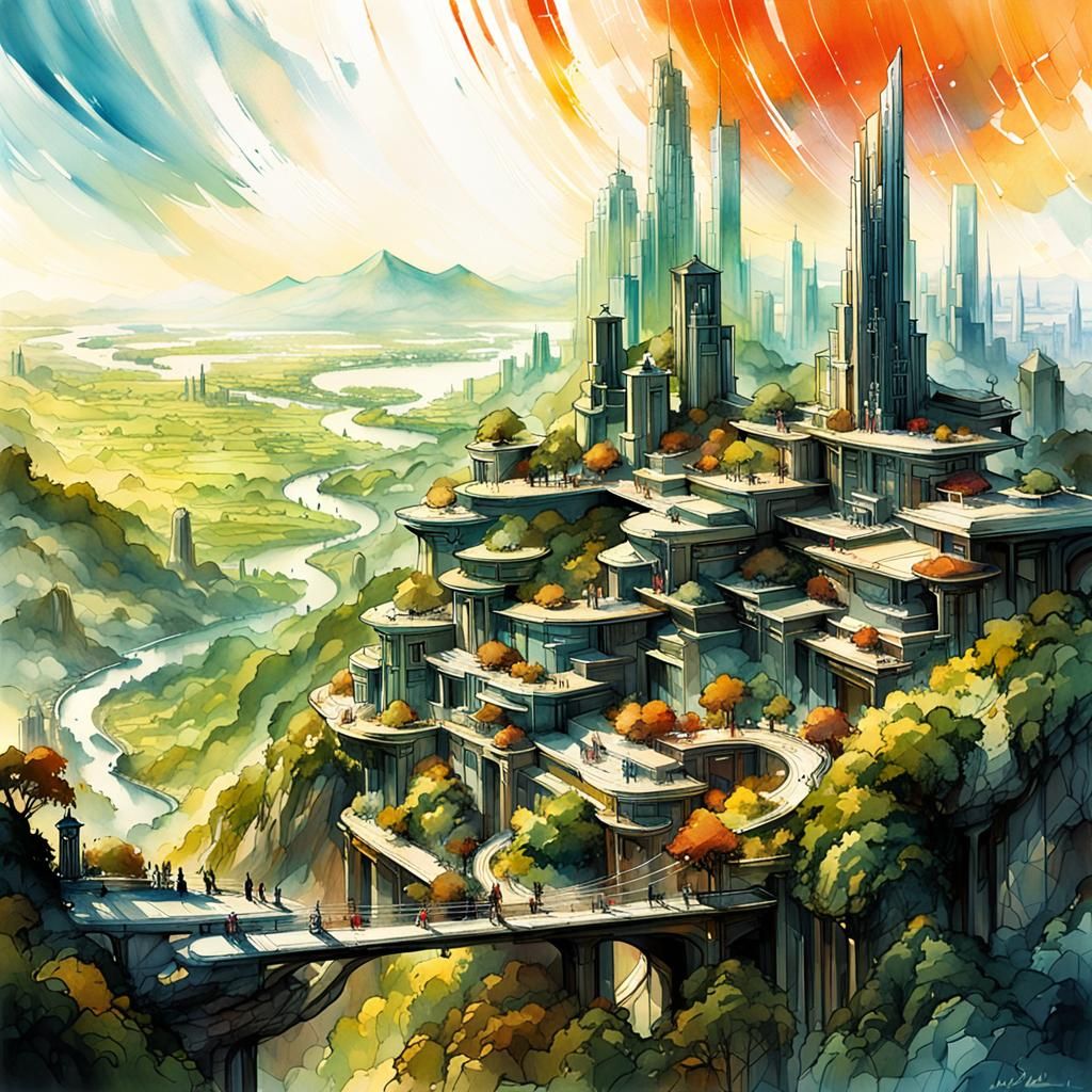 Utopian Hillside city