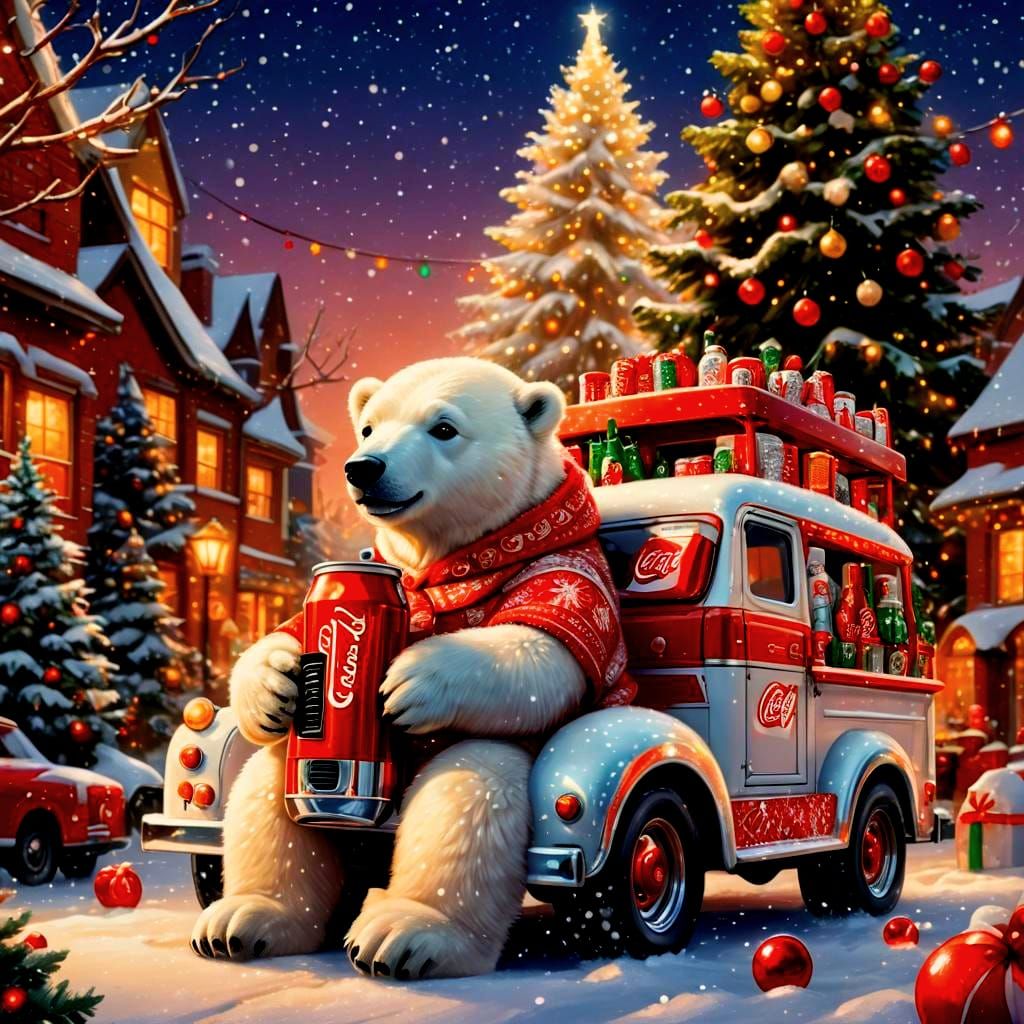 Coca-Cola Polar Bear Cub on Christmas Truck