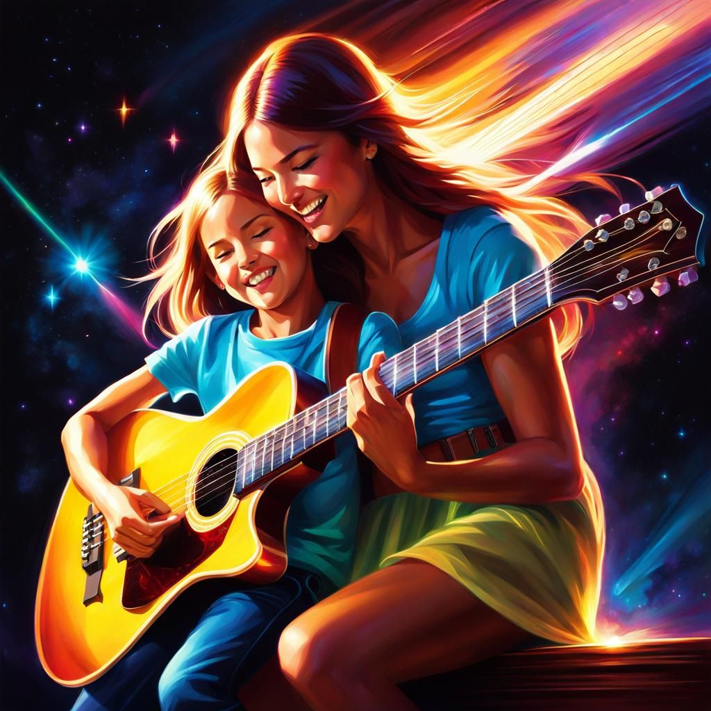 Glowing Guitar Lesson in Artgerm Style