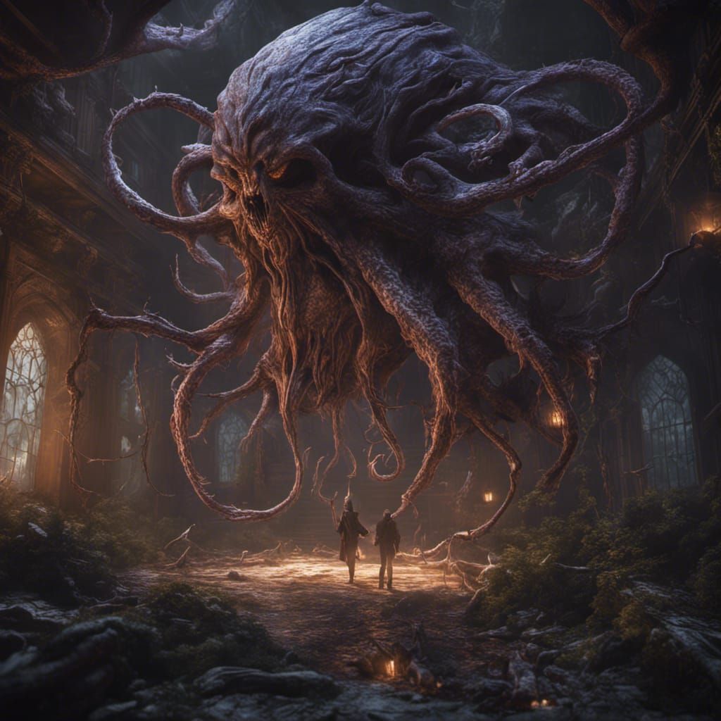 Realistic Eldritch Being in Detailed Matte Painting