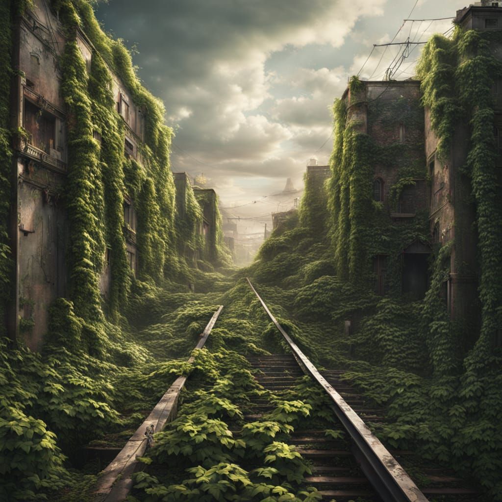 Ivy Trails Across Forgotten Billboards: Digital Matte Painti...