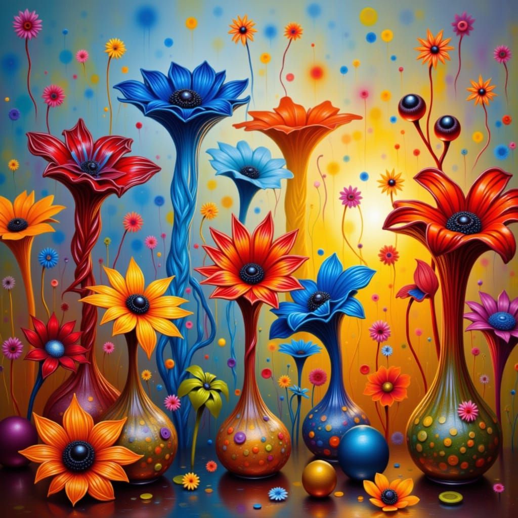 Intricate Glass Art Reflecting Light in Vibrant Colors