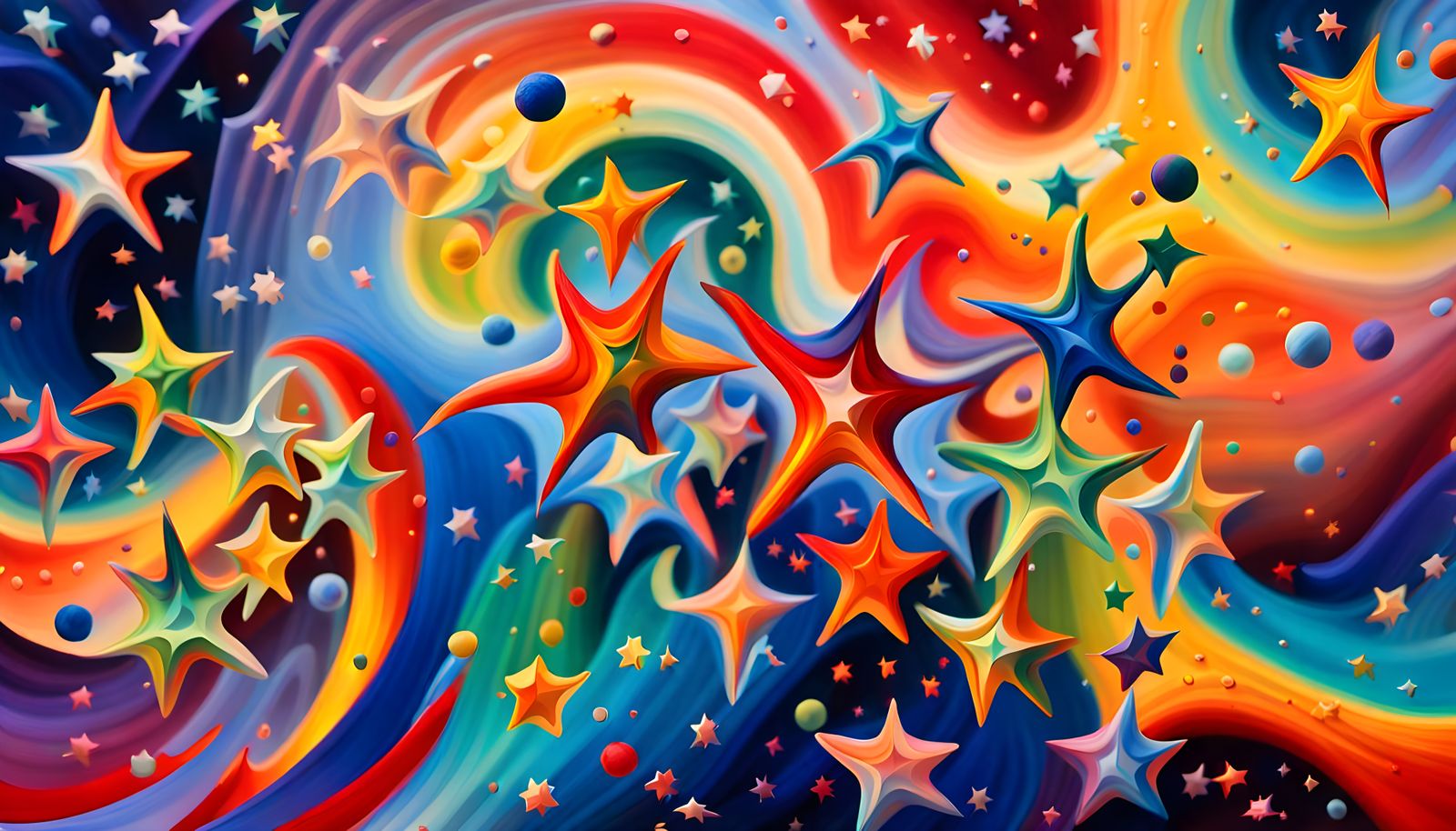 Iridescent Stars and Magnetic Waves in Impasto Style