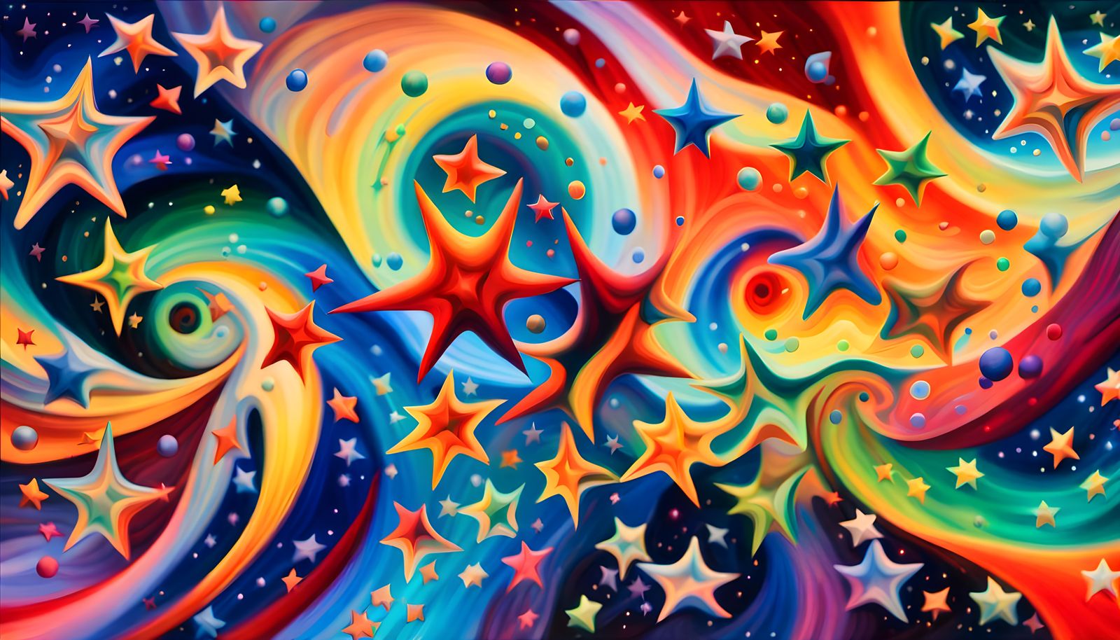 Iridescent Stars in Impasto Painting Style