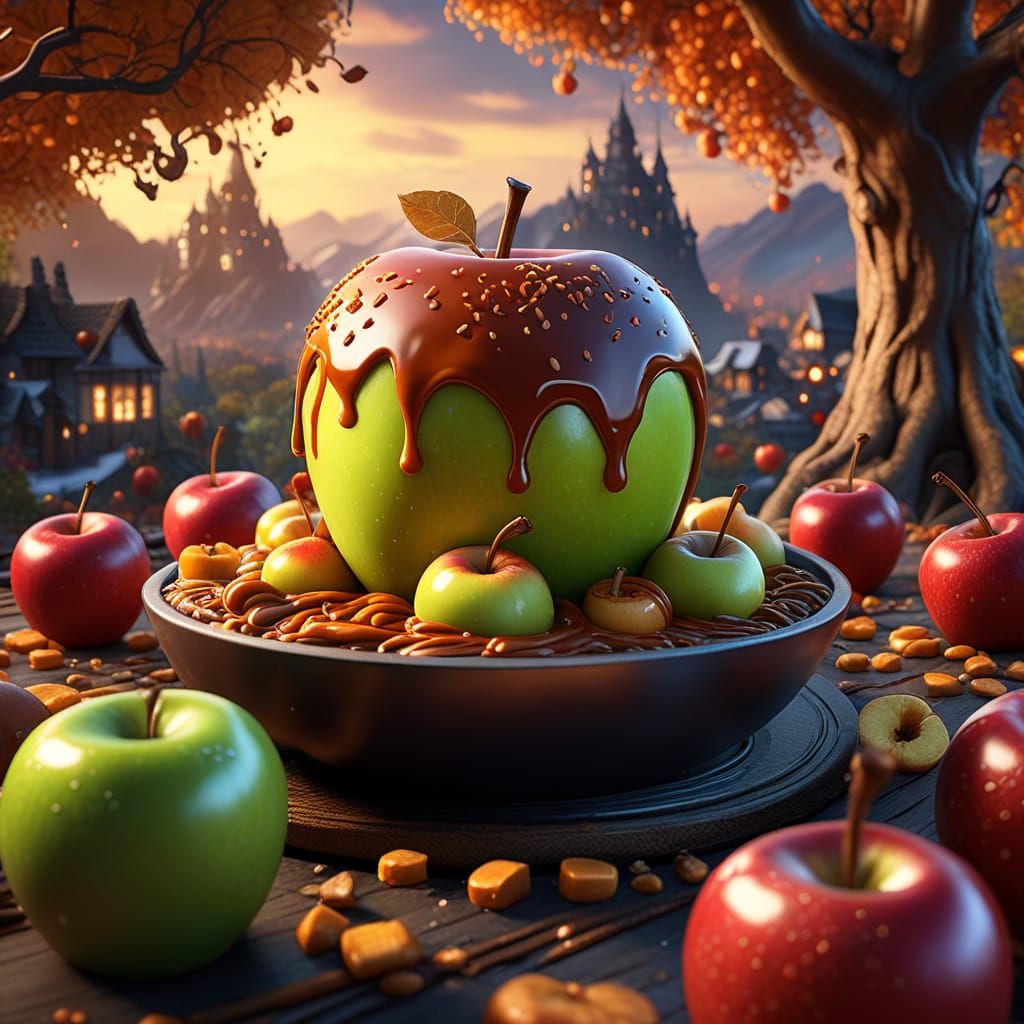 Whimsical Caramel Apple Fantasy Art