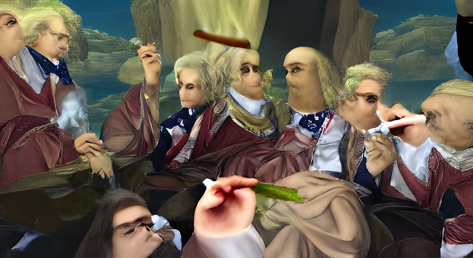 Founding Fathers Smoking Joint in Renaissance Painting