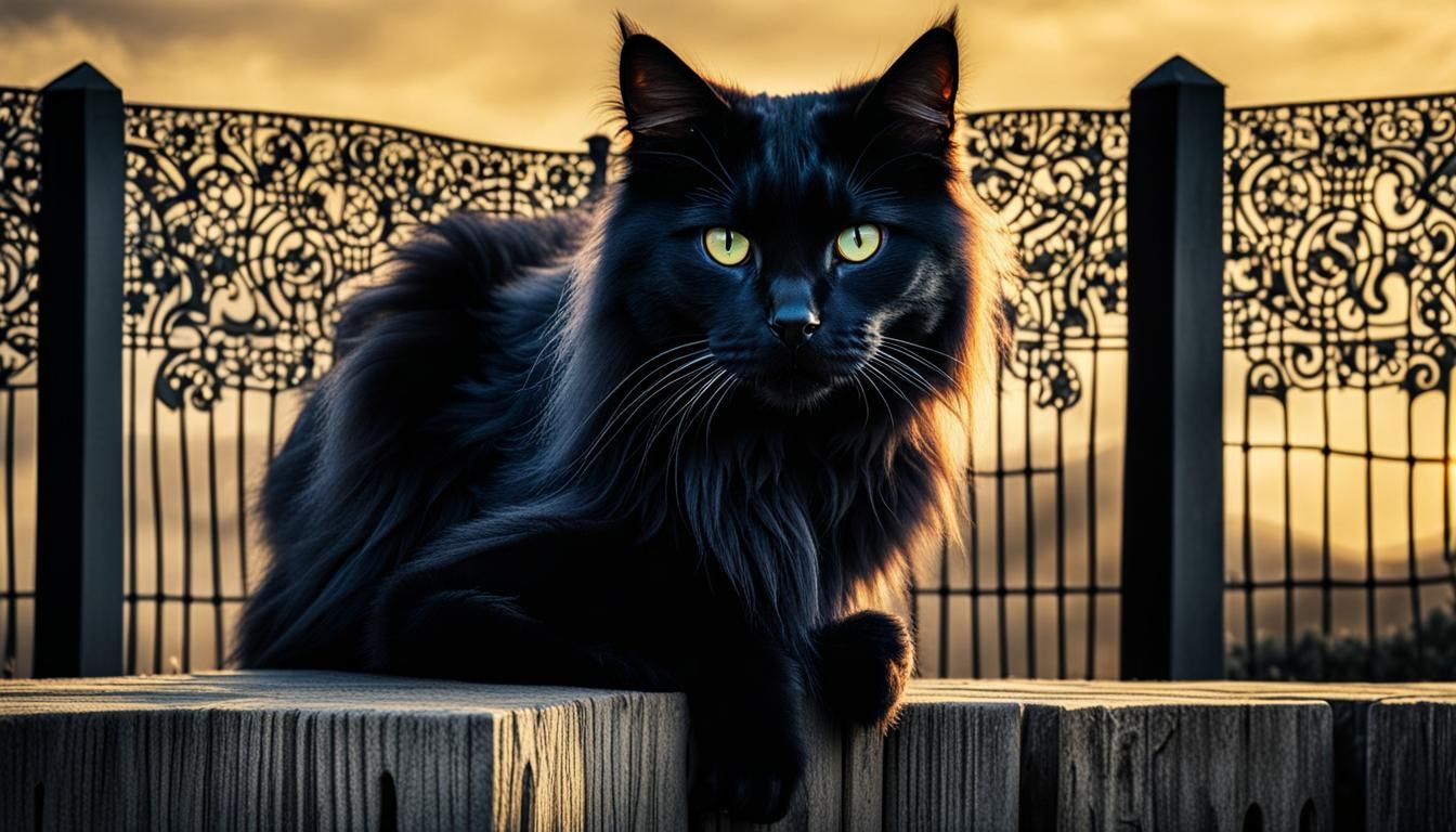 Black Cat Portrait on Southwestern Stucco Fence