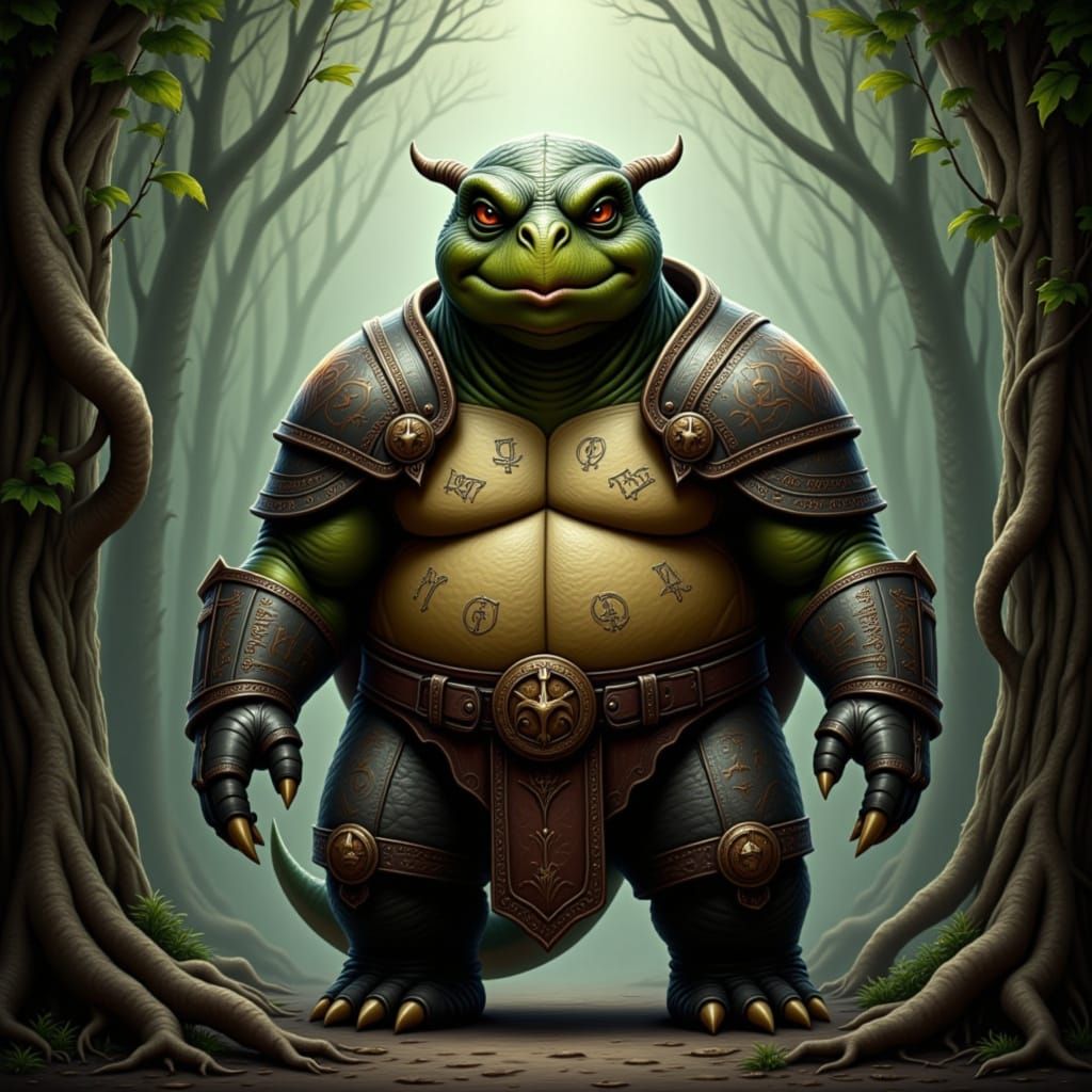 Majestic Battle Turtle in Medieval Fantasy Landscape