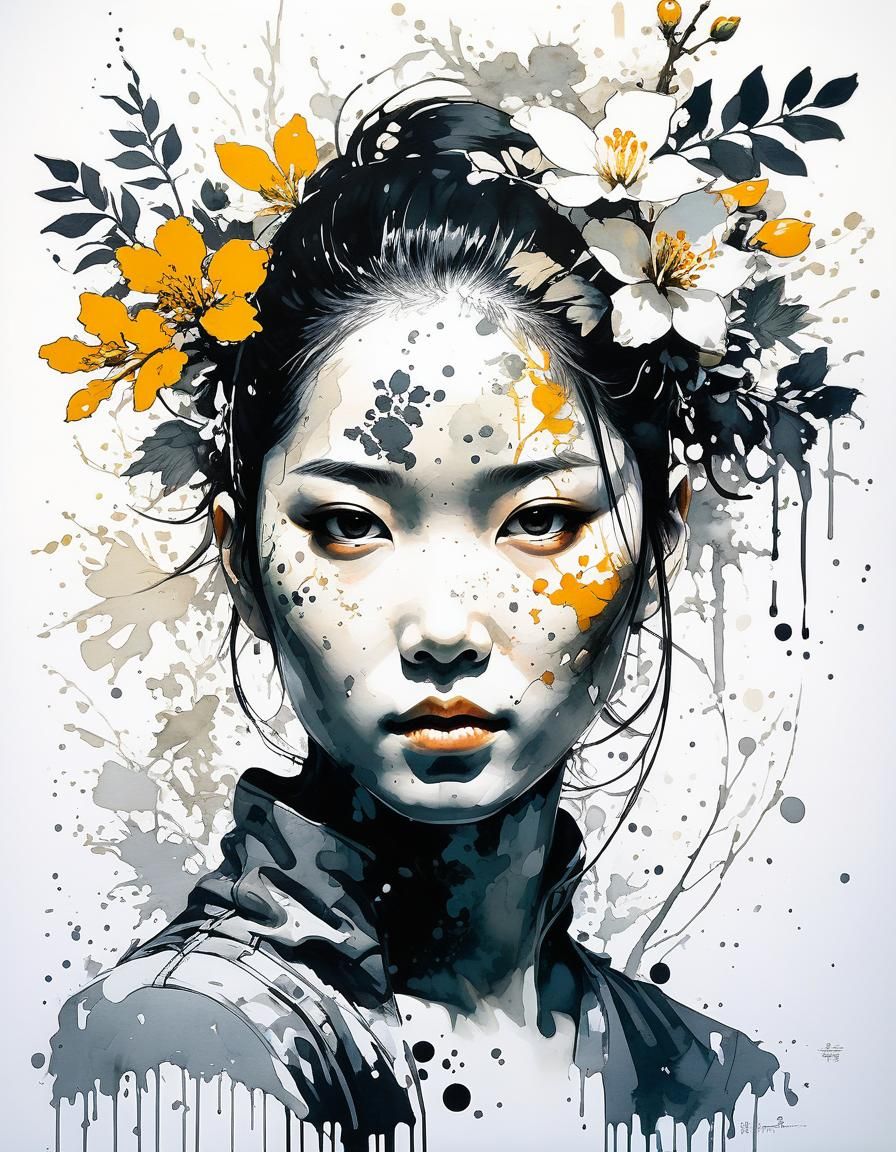 Intricate Pixel Art Ink Botanical Illustration