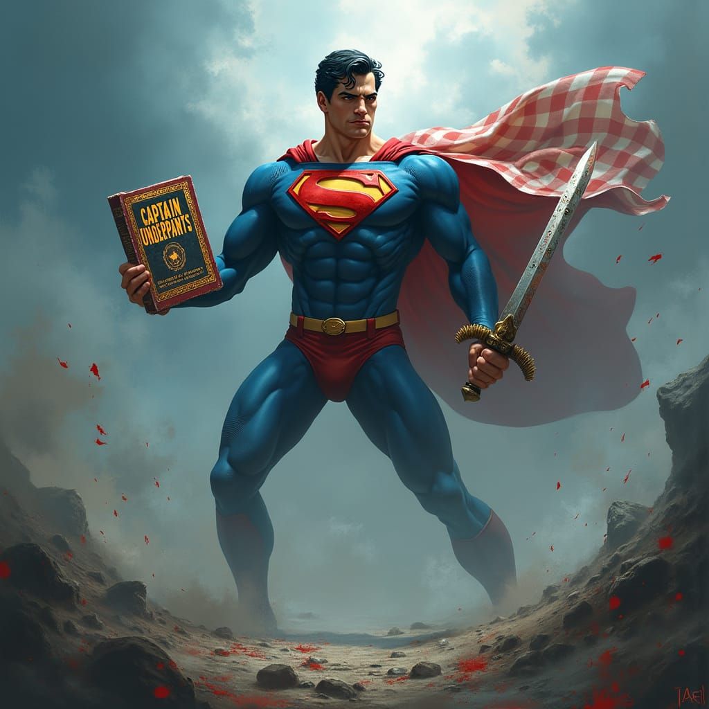 Superman Battles Whirlwind with Paint Stick Sword