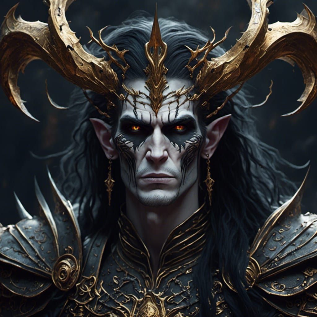 Dark Fantasy Portrait of Leona Sanctis in Art Nouveau Style