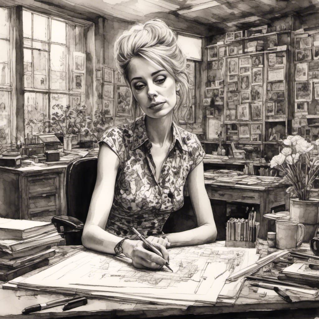 Radiant Trans Architect: Charcoal Ink Portrait