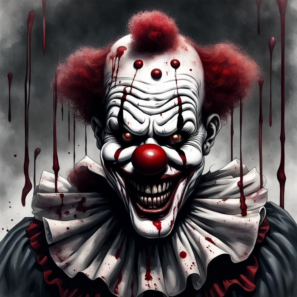 Hyperdetailed Dark Horror Bloody Clown