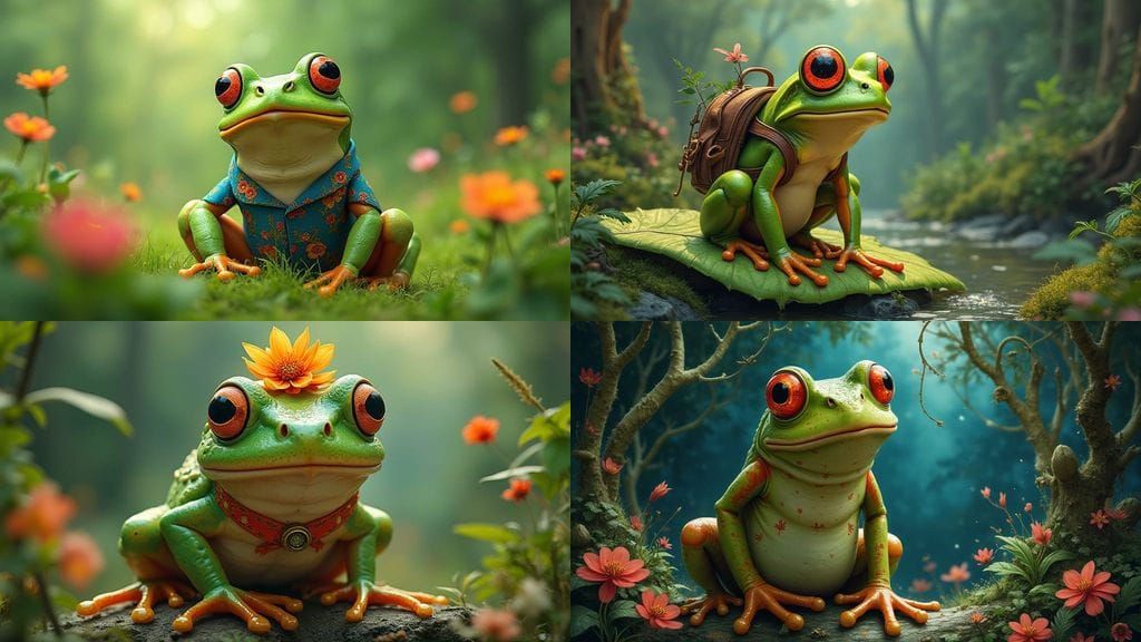 Surreal Frog in Rassouli Style Expressing Surprise