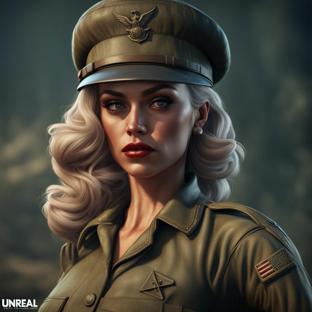 Hyperrealistic GI Jane Pinup in Detailed Matte Painting