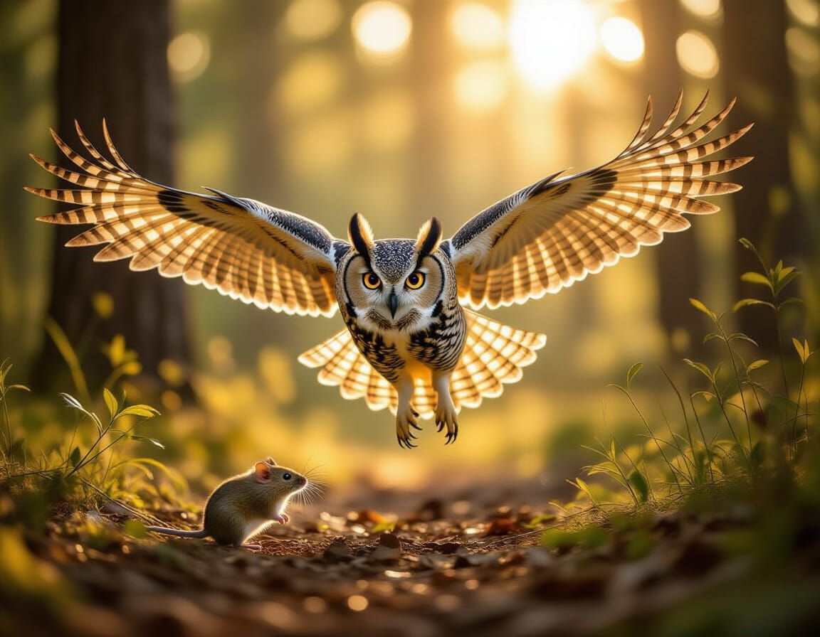 owl catching mouse